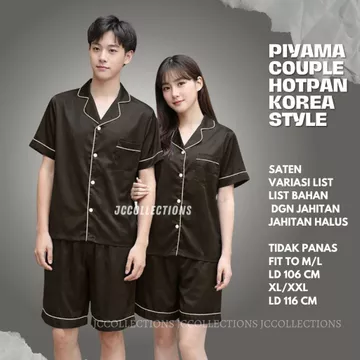 Piyama Hotpan Satin COUPLE JCCollections Baju Tidur Piyama Couple