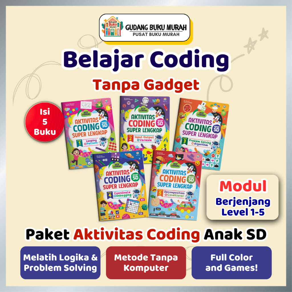 Jual Ziyadbooks - Isi 5 Buku Aktivitas Coding Superlengkap Belajar ...