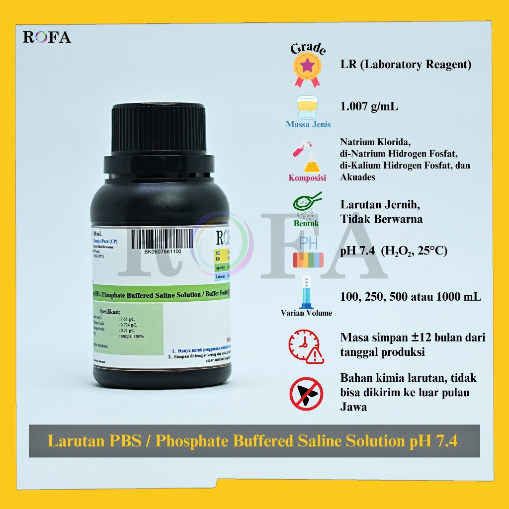 Jual ROFA Larutan PBS / Phosphate Buffered Saline Solution / Buffer ...