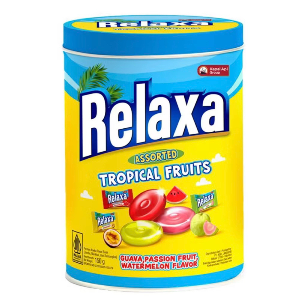 Jual PERMEN RELAXA ASSORTED TROPICAL FRUITS 150gr KALENG | Shopee Indonesia