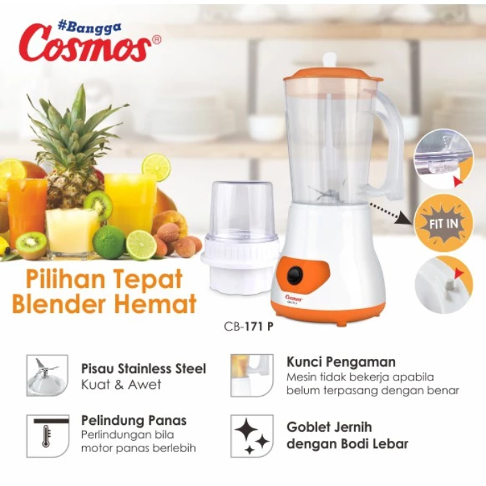 Jual Cosmos Blender Plastik 1 Liter + Dry Mill | Pelumat Jus Buah Sayur ...
