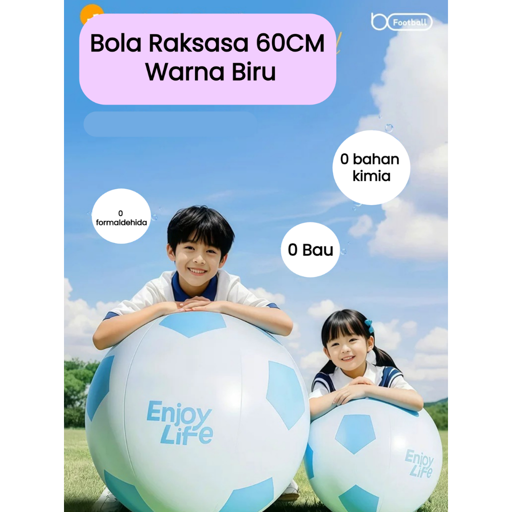 Jual Bola Jumbo 60CM Biru – Bola Tiup Besar PVC Tebal, Mainan Outdoor ...