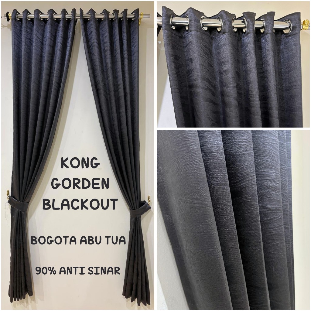 KONG GORDEN BLACKOUT EMBOS MINIMALIS MOTIF SERAT KAYU ELEGAN PREMIUM 3 UKURAN TINGGI GORDENG HORDENG