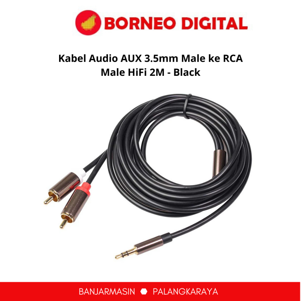 Jual Kabel Audio AUX 3.5mm Male ke RCA Male HiFi 2M - Black | Shopee ...