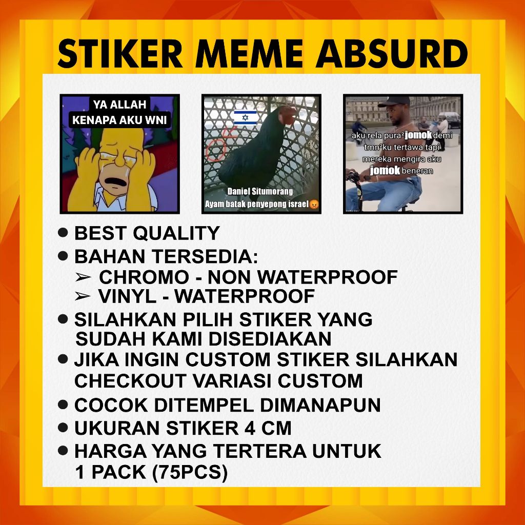 Jual STIKER MEME ABSURD PACK ISI 75 PCS | STIKER CUSTOM | ABSURD HUMOR ...