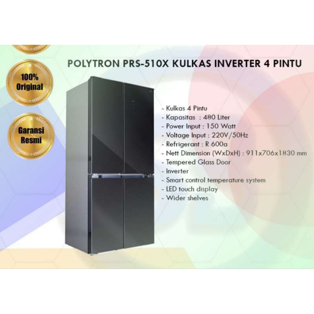 Jual Polytron PRS-510X Kulkas inventer 4 pintu | Shopee Indonesia