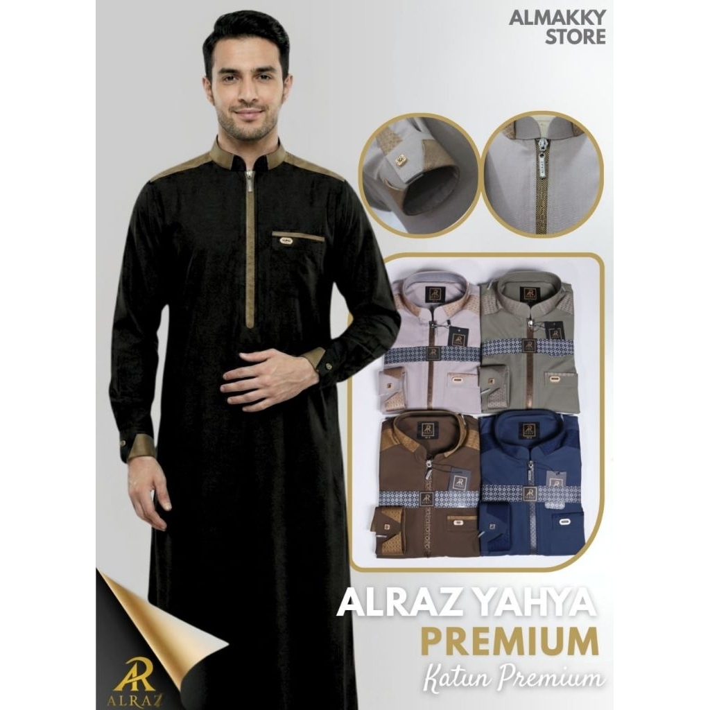 Jual JUBAH ALRAZ YAHYA BLACK COLOUR EDITION - Gamis Pria Premium Al Raz ...