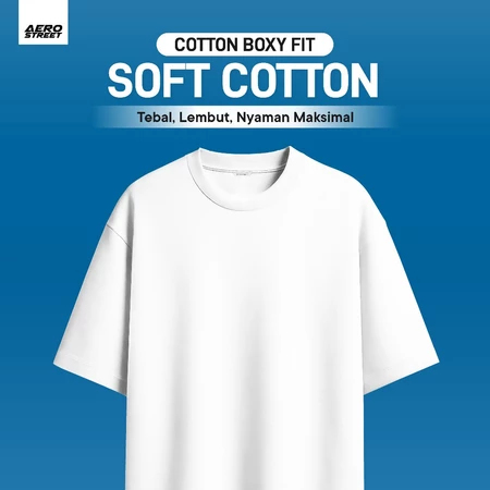 RK001 Aerostreet Zayn Kaos Pria Boxy Fit White T-shirt