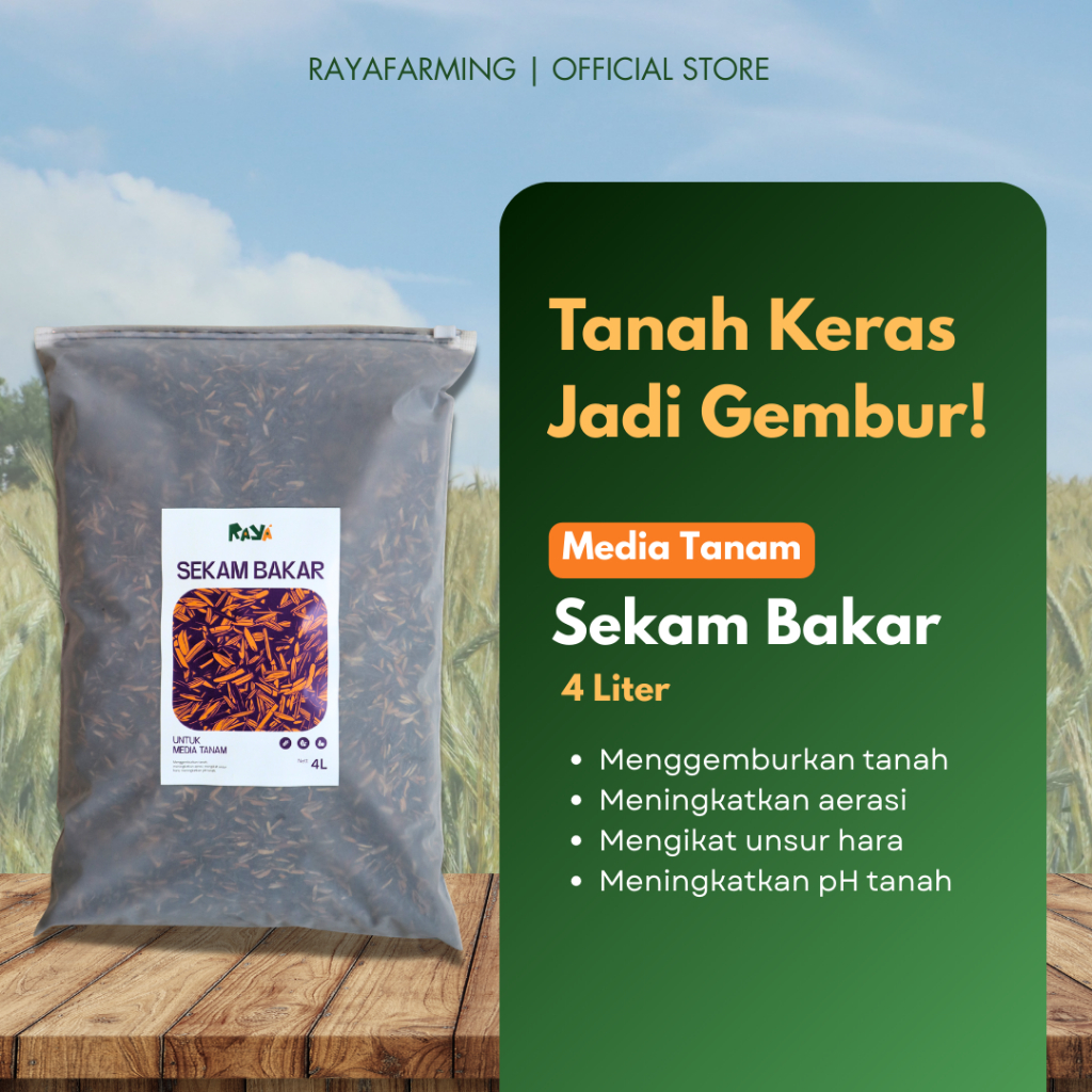 Raya Farming - Media Tanam Sekam Bakar 4L - Membantu Menjaga Keasaman dan Menggemburkan Tanah untuk Semua Jenis Tanaman
