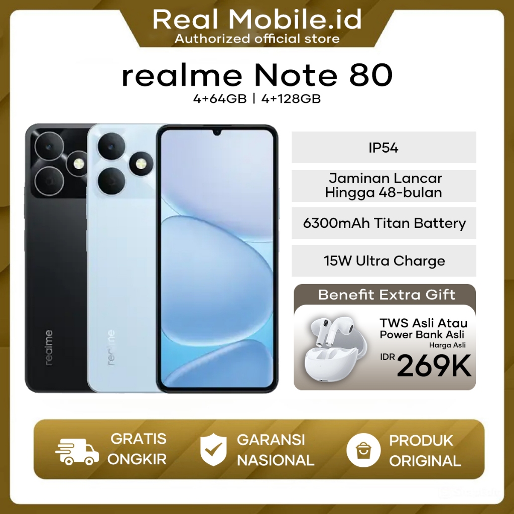 [NEW LAUNCH] realme Note 80 4+64GB/4+128GB 6300mAh+15W Garansi Resmi Hp realme Terbaru 2026 Ori