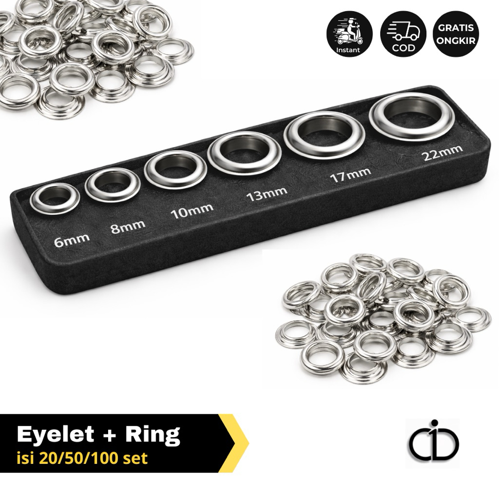 Jual Craftdo Eyelet Mata Ayam Ring Silver Nikel | Mata Ayam + Ring ...