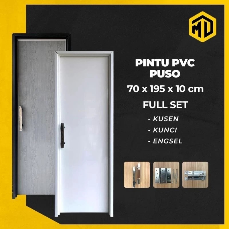 Pintu Kamar Mandi PVC Bahan Tebal 70 x195 Full Set
