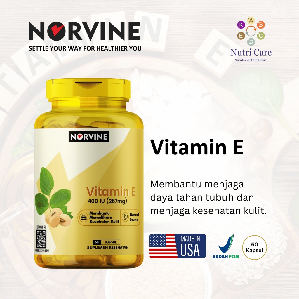 Jual Norvine Vitamin E 400 IU - 60 Kapsul BPOM | Antioksidan & Nutrisi ...