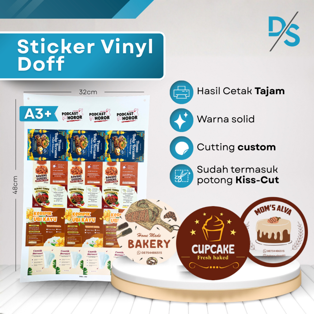 Jual DSPRINTING - Cetak Stiker Vinyl Doff A3+ Logo Label Kemasan Jualan ...