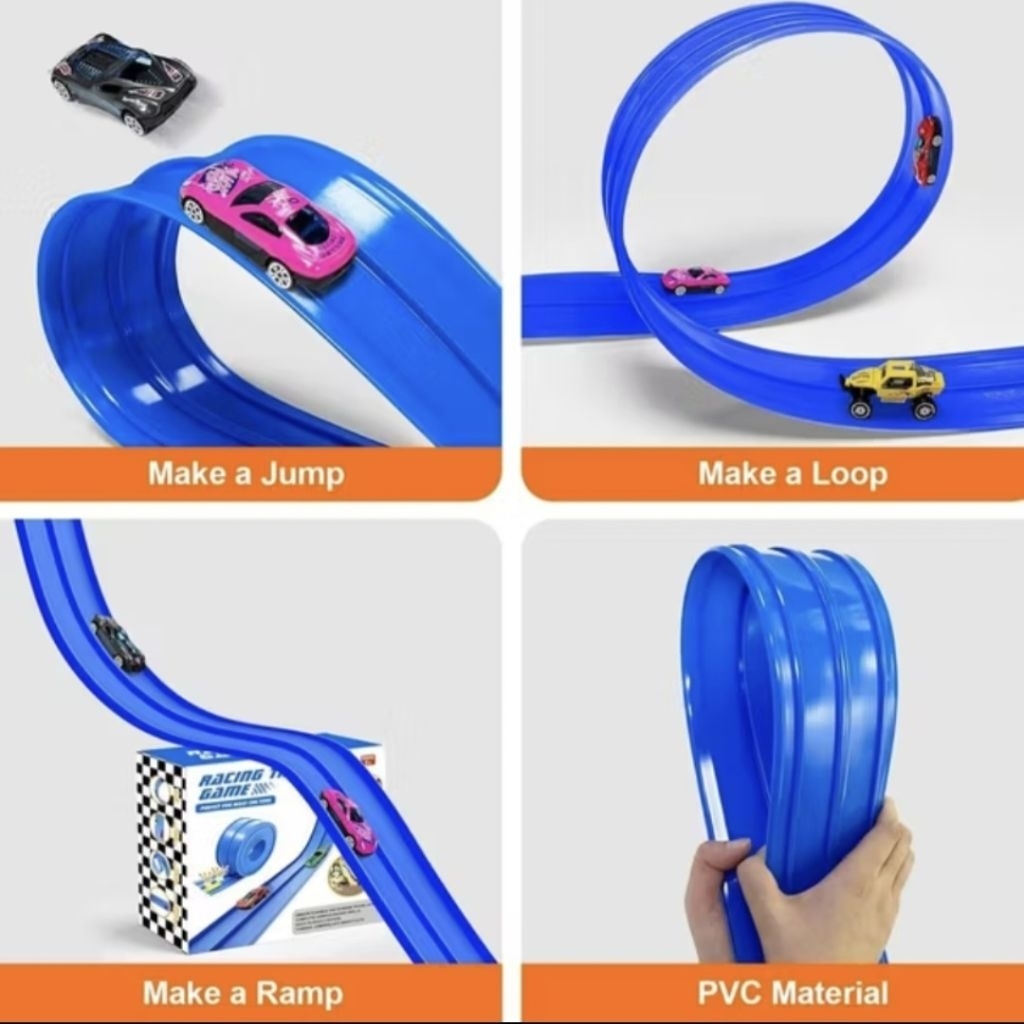 Jual Flexible race track for kids, race car ramp track with suctions ...