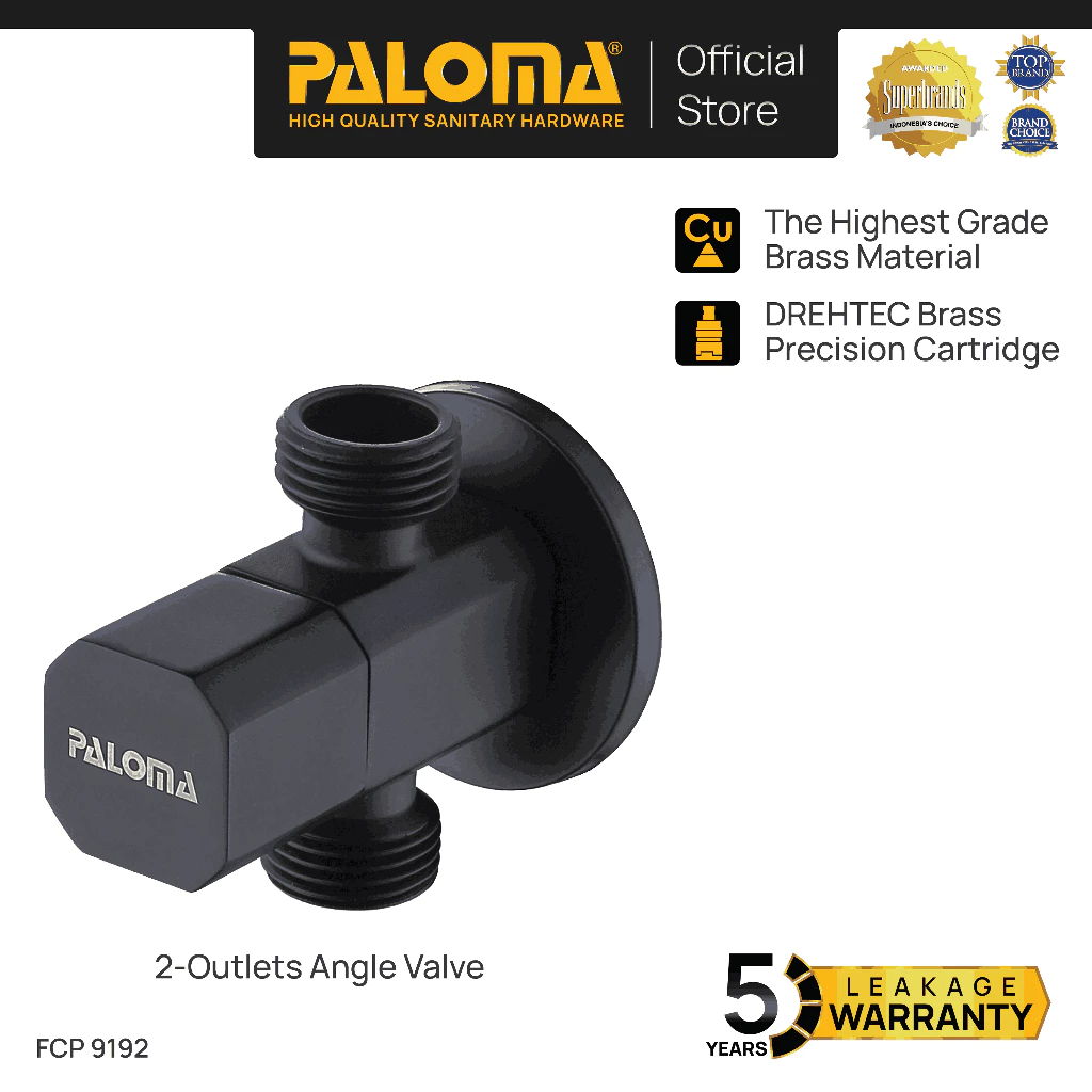 PALOMA FCP 9192 Keran Stop Cabang Keran Toilet Keran WC Keran Jet Shower Wall Tembok Keran Water Air Brass Kuningan Black Hitam - foto 1