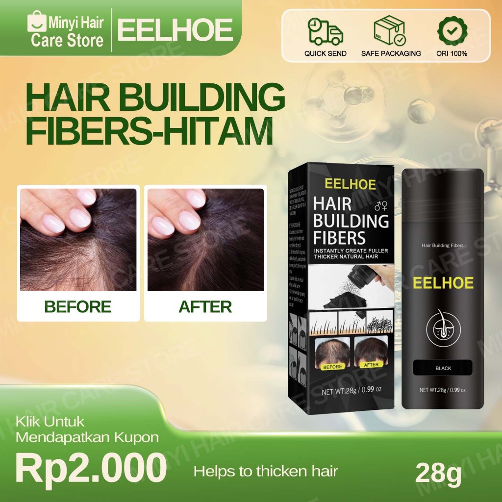 Jual EELHOE Hair Building Fibers-Hitam 28g Bubuk Serat Rambut Isi Garis ...