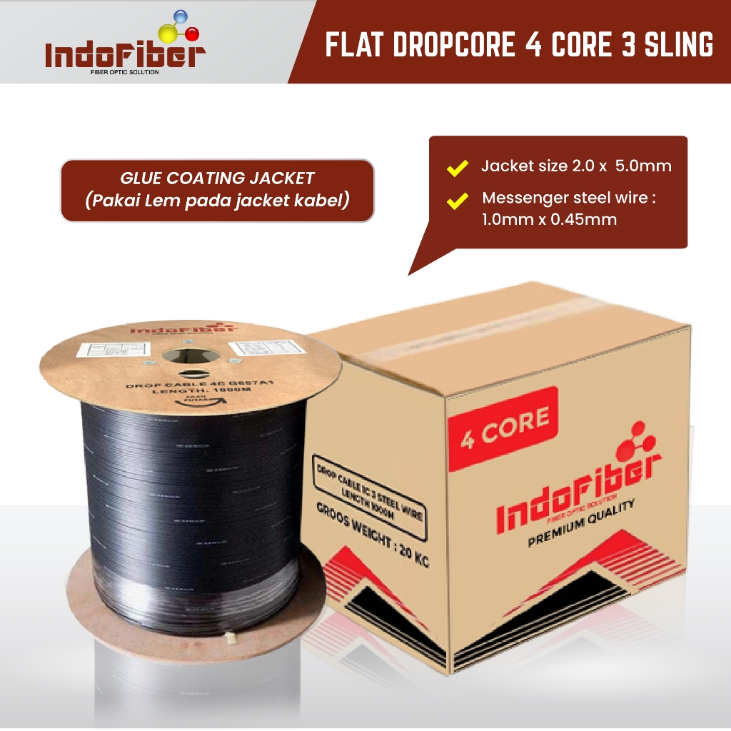 Jual INDOFIBER kabel dropcore 4 core 3 seling 1000meter | Shopee Indonesia