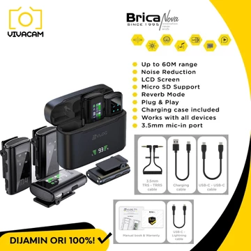 Brica B VLOG M1S M1D M2 M3 M4 M5 Dual Wireless Microphone Clip On Mic Vlog With Charging Case