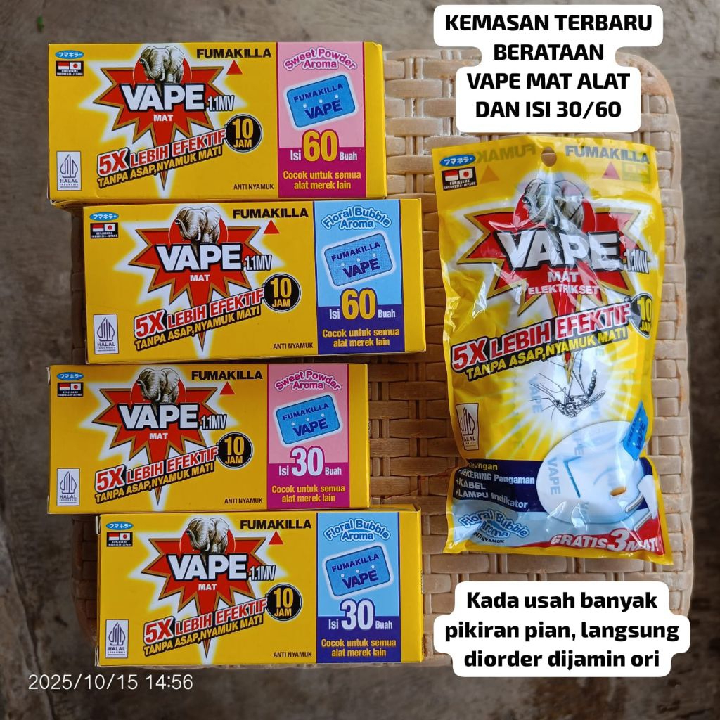 Jual FUMAKILLA VAPE Mat Elektrik Satu Set Alat dan Isi Ulang 21/45/30 ...