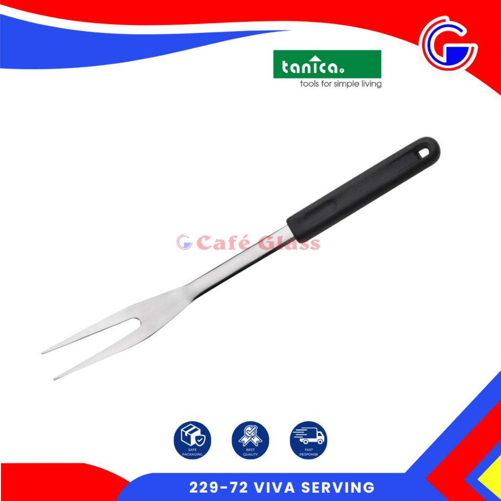 229-72 Tanica Viva Serving Fork - Garpu Saji Daging Stainless Gagang Hitam