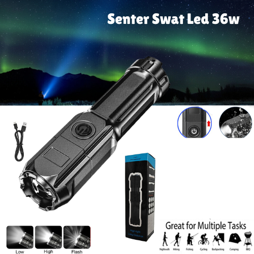 Jual Senter Swat Led 36w / Senter Led Police Chargeable Senter / Senter ...