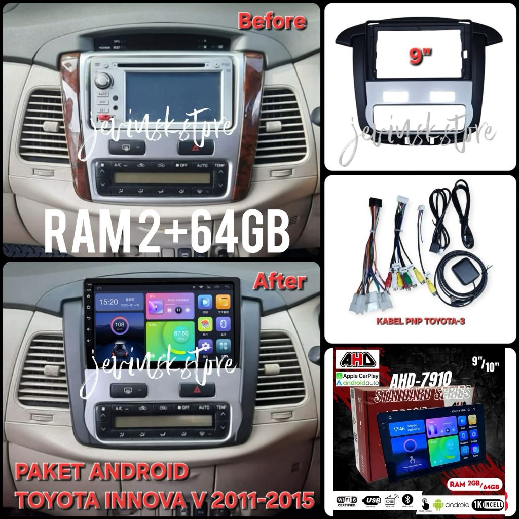 (TERIMA PASANG JKT) INCELL Paket Head Unit Android 9 Inch Innova Lama Tipe E / Tipe G / Tipe V / Innova