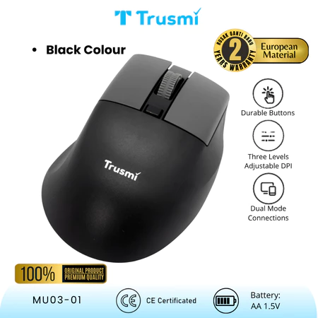 Mouse 2.4G+BT Ergonomic Contoured-Shape Design Wireless