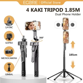 ECORE C11 185CM Tongsis 4leg Tripod Bluetooth Selfie Stick Fill Light Tongsis Tripod