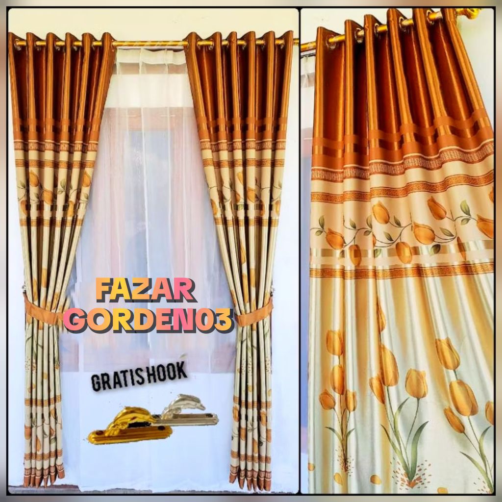 Jual Gorden Mewah Glossy Motip Bunga Tulip Hordeng Jendela Dan Pintu ...