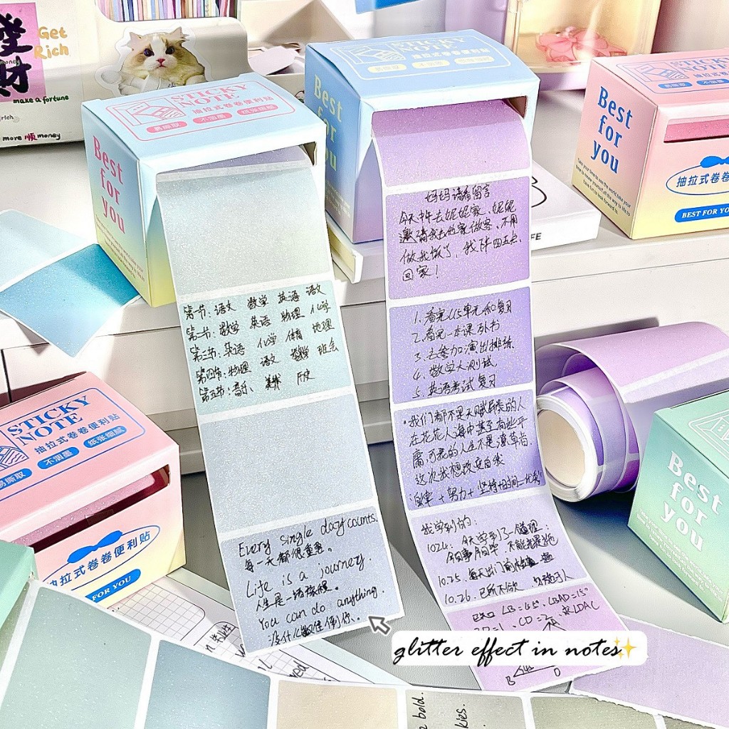Jual Sticky Notes Transparan Glitter Sticker Roll Notes isi 150 lembar ...