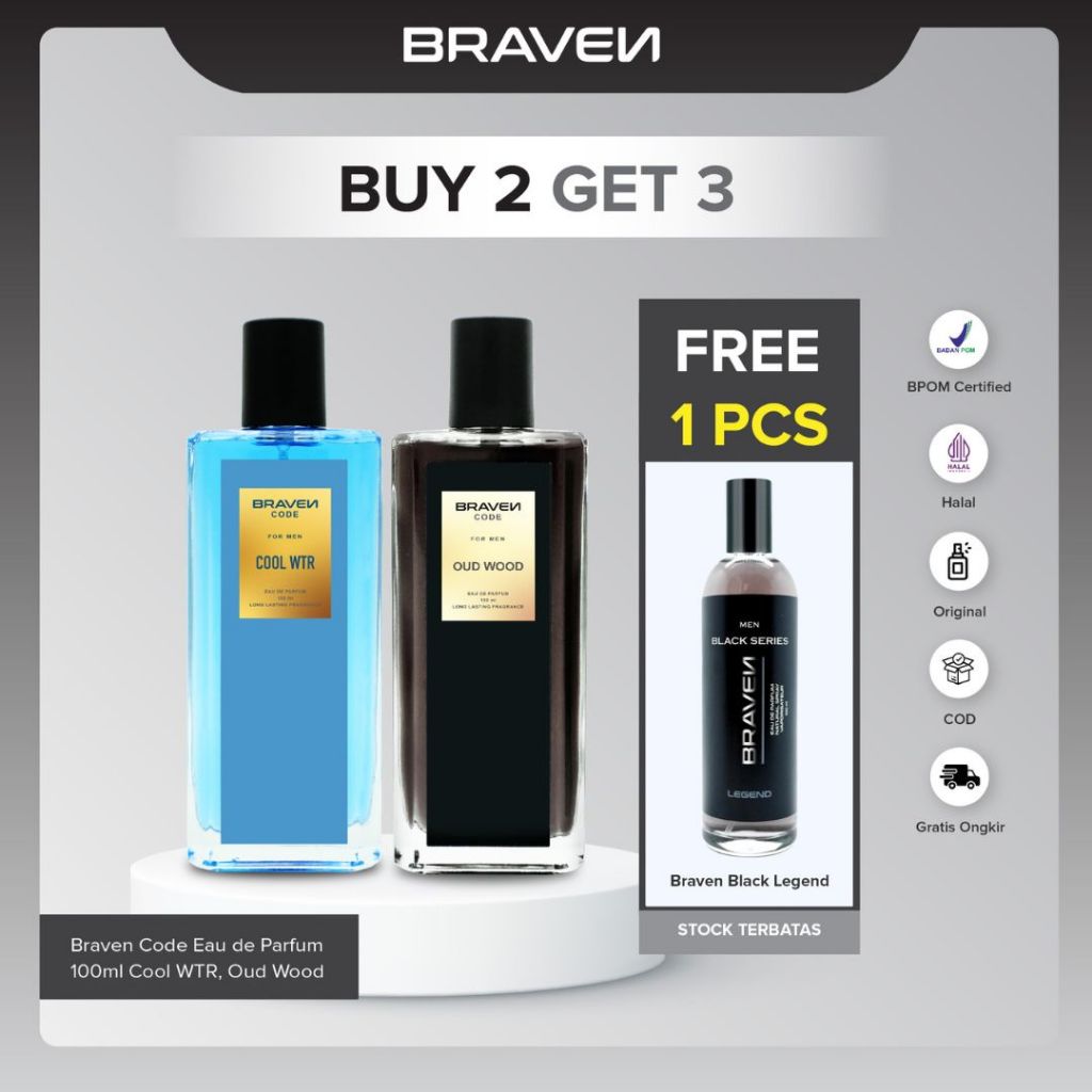 Jual [BUY 2 GET 3] Braven Code Cool WTR EDP + Braven Code Oud Wood EDP ...
