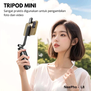 TRIPOD HandGrip NEEPHO L8S MINI Selfie Stick LED Remote Bluetooth Multifungsi For Live Streaming