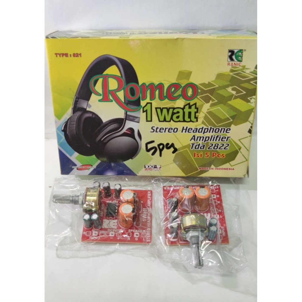 Jual RANIC KIT MINI STEREO 1 WATT -12 VOLT AMPLIFIER HEADSET MINI ROMEO ...