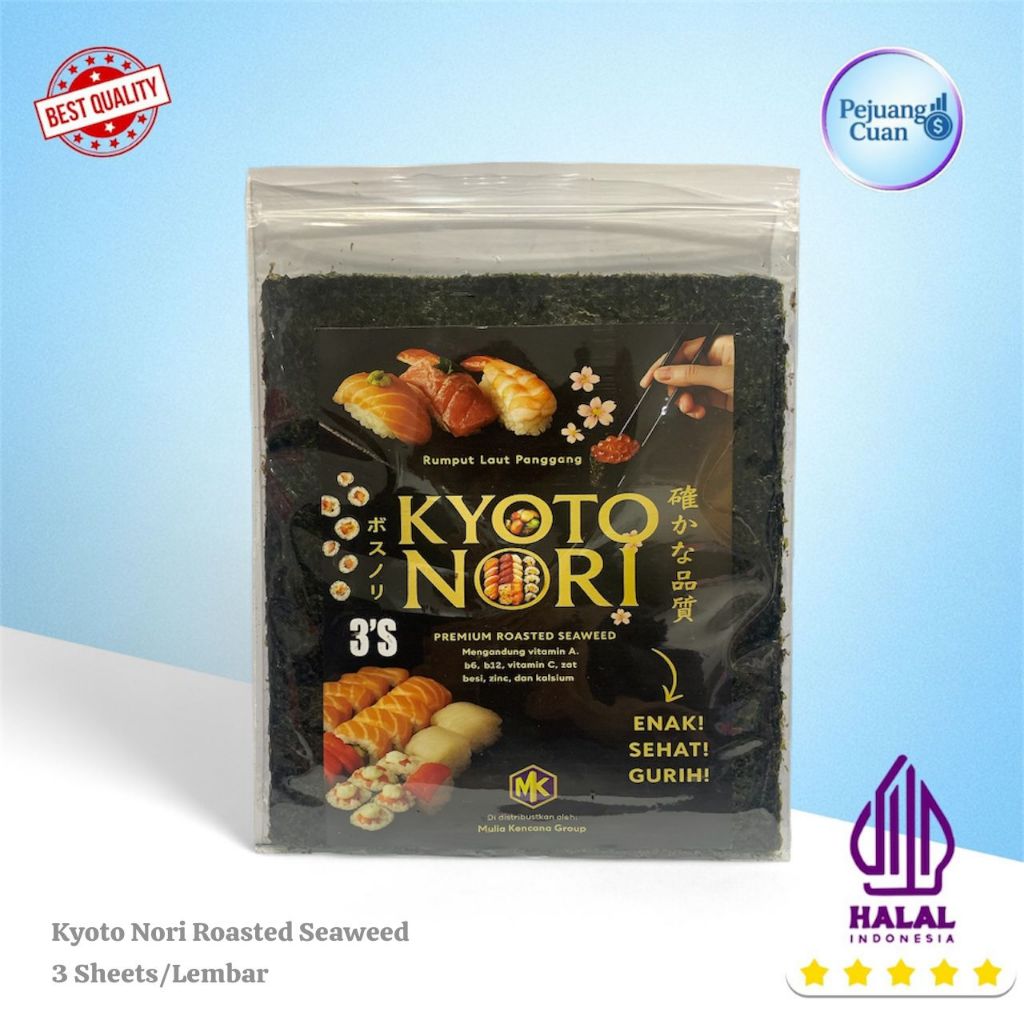 Jual Sushi Nori Kyoto Nori 3 Sheets/Lembar | 21x19cm | Roasted Seaweed ...