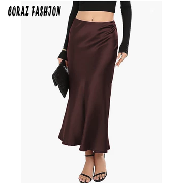 Rok Satin Silk Premium Maxi A Line Satin Skirt Rok Satin Duyung Size S XXXL 3XL Premium