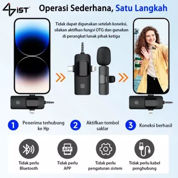IST 3 IN 1 Mic Wireless Clip On 2 Microphone Wireless Clip On Noise Reduction Mikrofon Konten