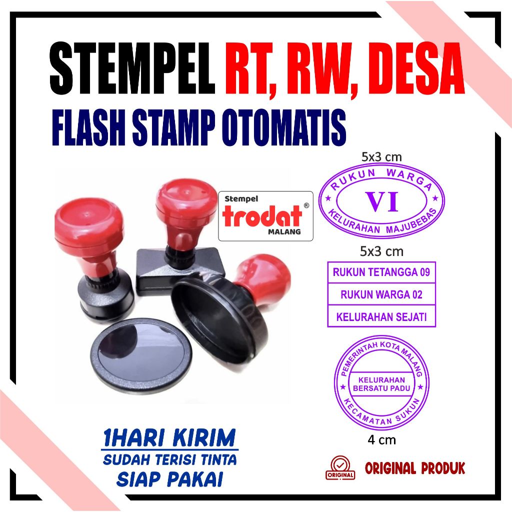Jual STEMPEL RT RW DESA KELURAHAN STEMPEL FLASH OTOMATI, STEMPEL FLASH ...