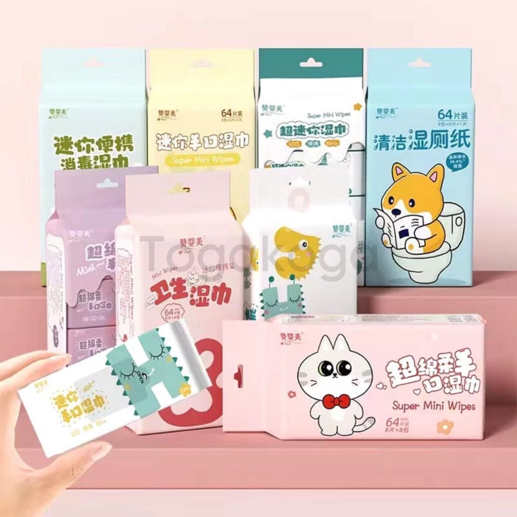 Jual Tissue Basah Travel Size 1 Pack Isi 8 Bungkus/Tisu Basah Mini Anak ...