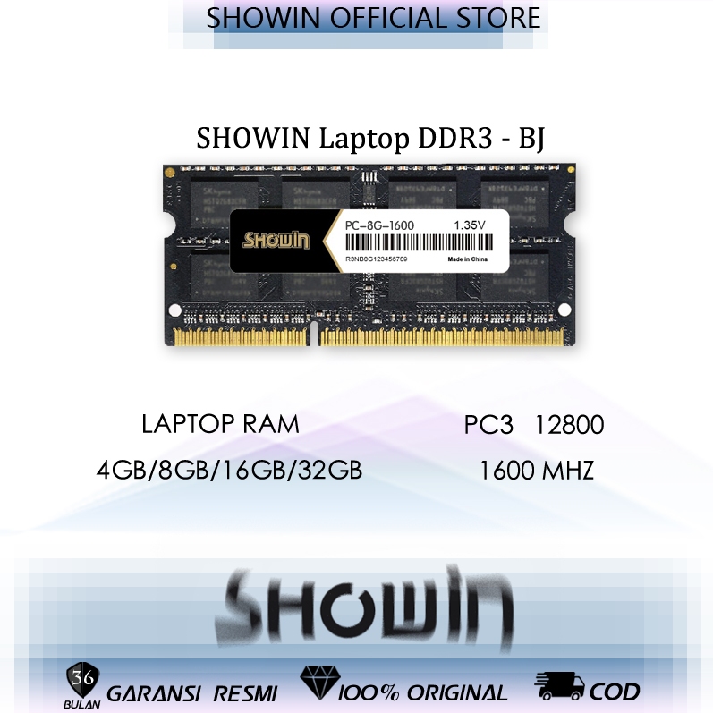Jual Showin Laptop RAM DDR3 4GB 8GB 1600MHZ Garansi 3 Tahun Official ...
