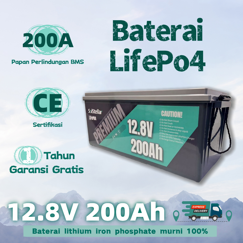 Jual [COD] Solstellar Baterai lifepo4 12.8v 200ah litium battery with ...