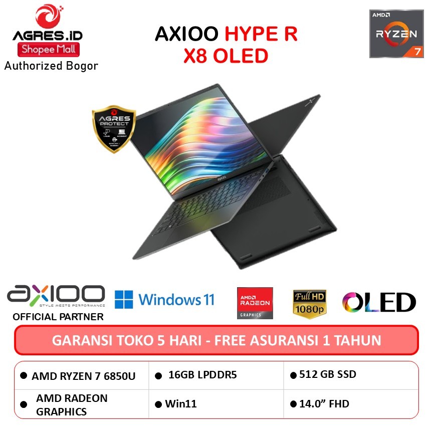 Jual AXIOO HYPE-R X8 OLED RYZEN 7 6850 16GB 512GB W11 14.0FHD IPS BLIT ...