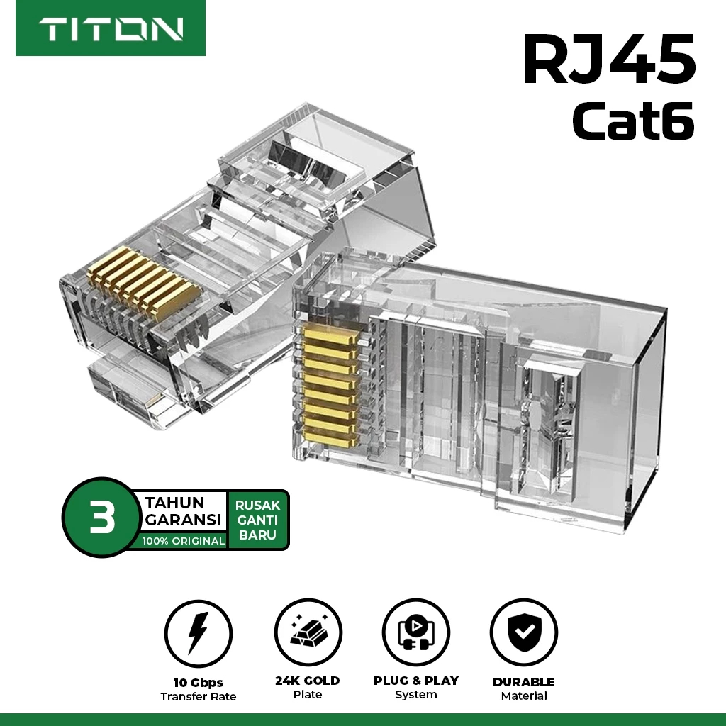 Jual TITON Kepala Kabel LAN RJ45 Cat6 Cat6A UTP FTP Modular Plug ...