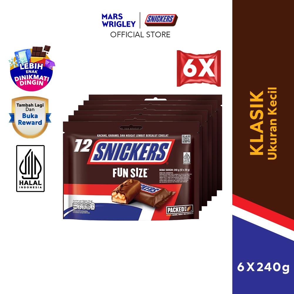 Jual [SNICKERS FUN SIZE] SNICKERS Peanut Original 240g X6 | Shopee ...