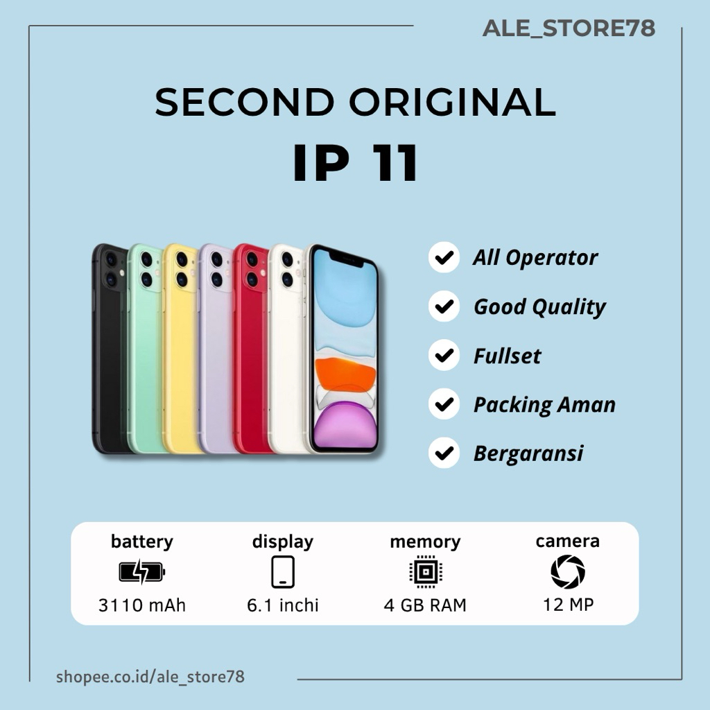 Jual IP 11 64GB 128GB 256GB Seken Mulus Fullset | Shopee Indonesia
