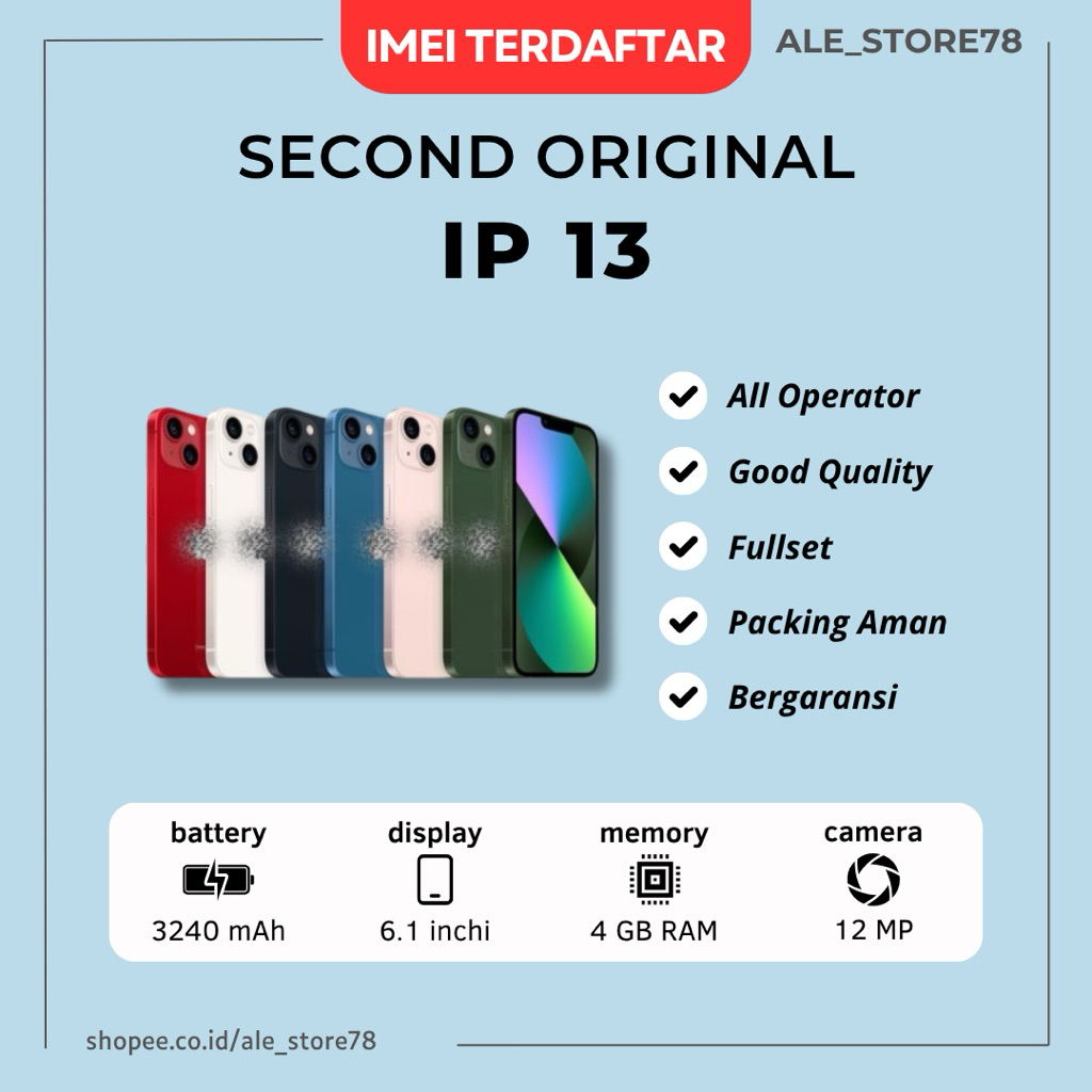 Jual IP 13 128gb 256gb Second Mulus Fullset | Shopee Indonesia