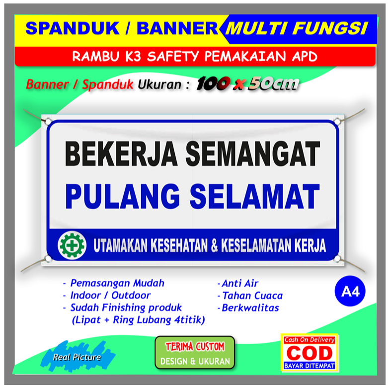 Jual BANNER SPANDUK pakai APD alat pelindung diri rambu K3 safety ...