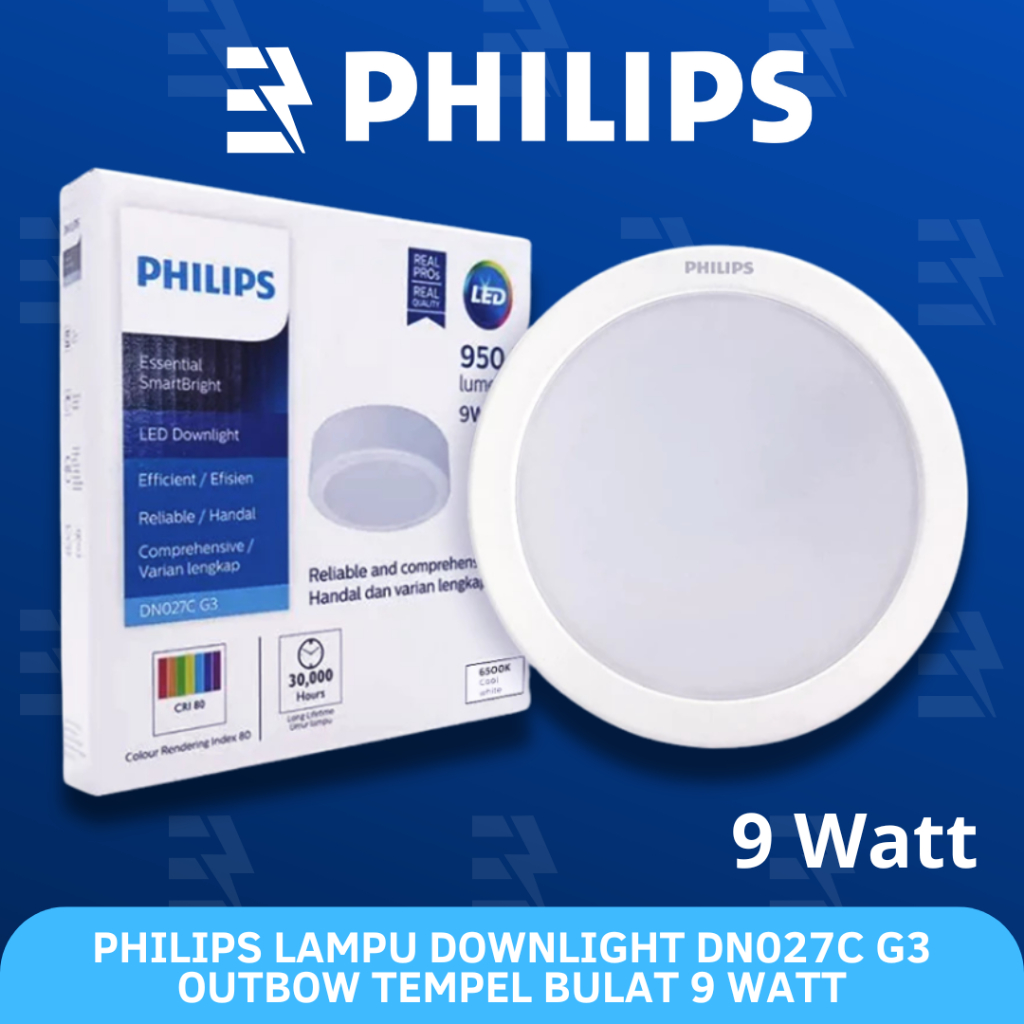 Jual Philips Lampu LED Downlight DN027C G3 OB Outbow Tempel Bulat 9 ...