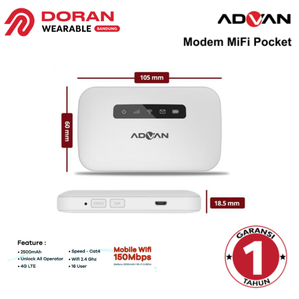 Advan Modem Ipocket MIFI MF01 Unlock All Operator - Garansi Resmi