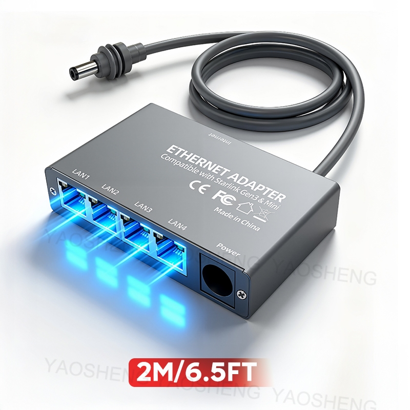 Jual Adaptor Ethernet Starlink Gen 3 v4 / Mini–2M, 4 Port LAN RJ45,  Mendukung 4 Perangkat,1000 Mbps | Shopee Indonesia 4 RJ45 ポートを備えた for Starlink Gen3/Mini イーサネット アダプタ用 他のデバイス用の有線外部ネット